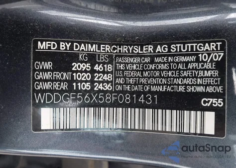 2008 Mercedes-Benz C 350 Sport из США, поврежденный, VIN WDDGF56X58F081431